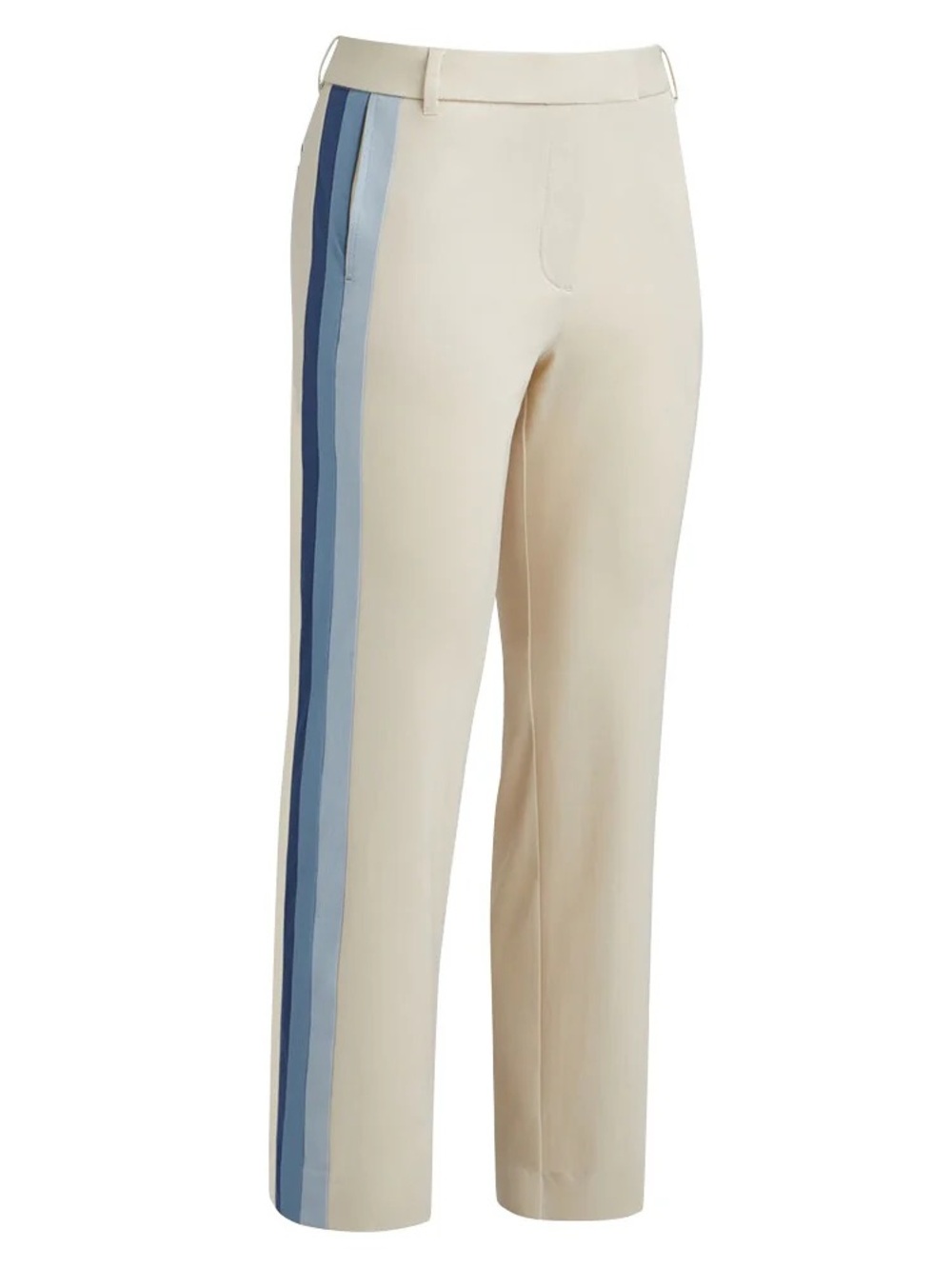 G/FORE Side Stripe Technical Twill Trouser Size 8 Stone with Blue NWT
